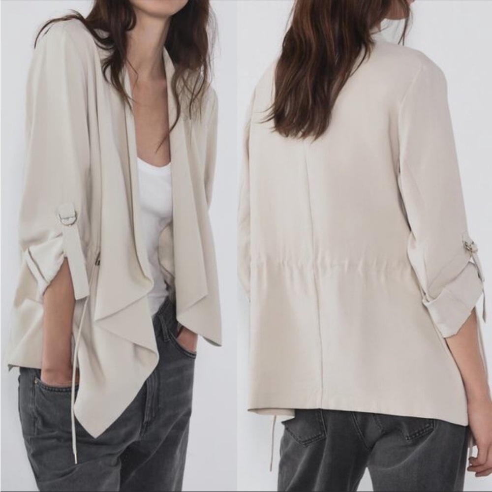 Zara Relaxed Fit Drawstring Jacket | Size XS